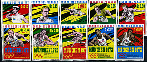 Парагвай, Олимпиада 1972, 1971, 10 марок Парагвай, Олимпиада 1972, 1971, 10 марок